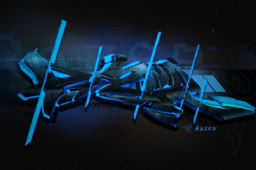 free computer wallpaper for razer blue graffiti