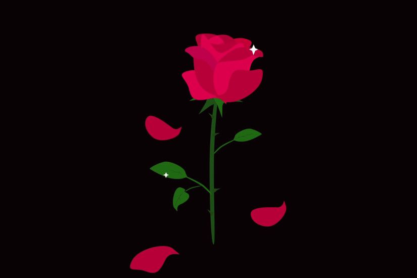 Red rose isolated with falling leaves on black background. Rose in motion  4K animation. Stock Video Footage - VideoBlocks