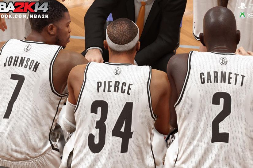 Joe Johnson, Paul Pierce & Kevin Garnett, Brooklyn Nets, NBA 2K14 2048x1152  wallpaper