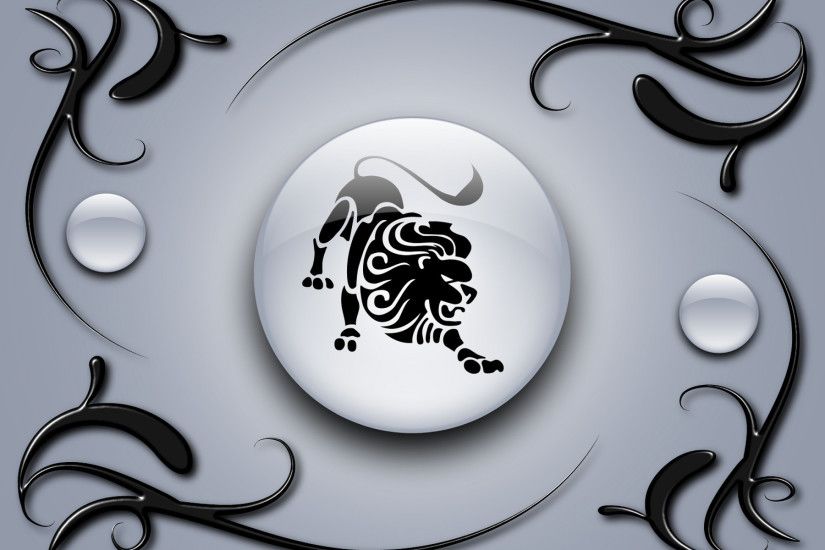Sign leo on a gray background with black ornaments