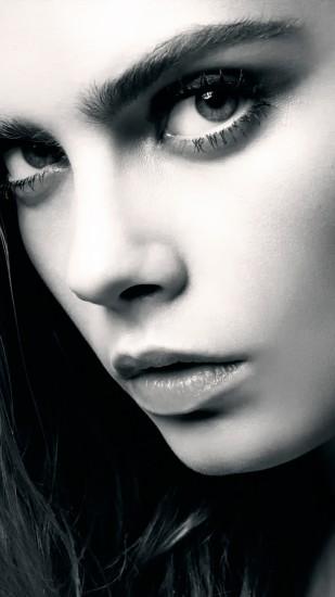 Preview wallpaper cara delevingne, celebrity, girl, face, close-up, bw