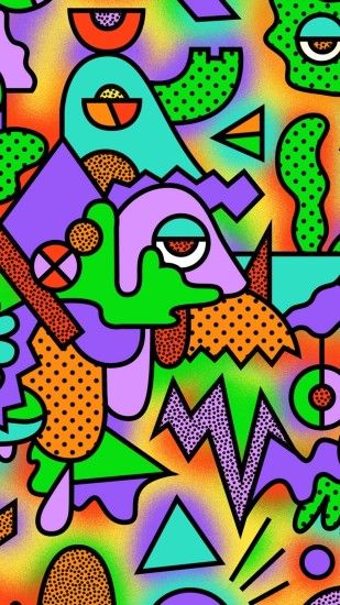 1440x2560 Wallpaper figurines, colorful, drawing, acid