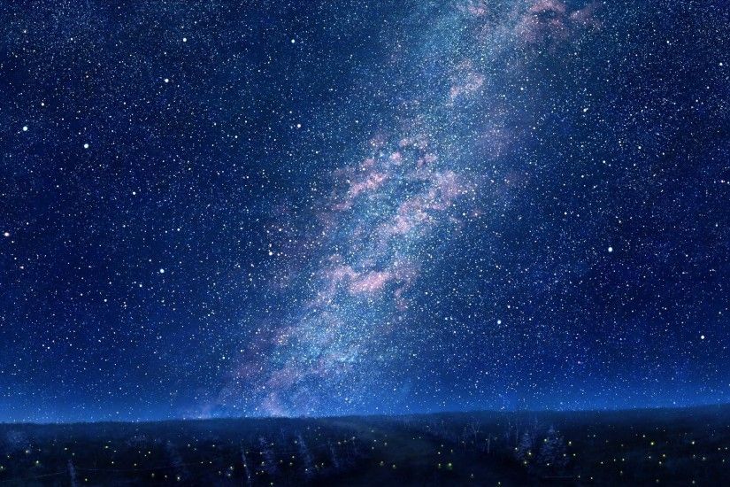 Sky mks trees night stars art wallpaper | 2240x1260 | 291368 | WallpaperUP