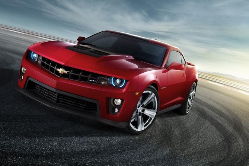 Preview wallpaper chevrolet, camaro, red, front view, drift 3840x2160
