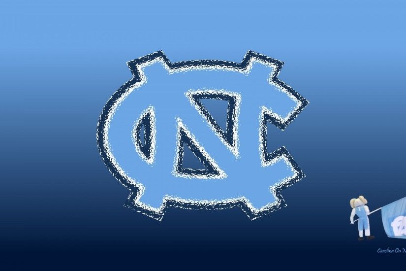 UNC Wallpaper - Glass NC with Rameses and Flag on Blue Gradient 1920 x 1080
