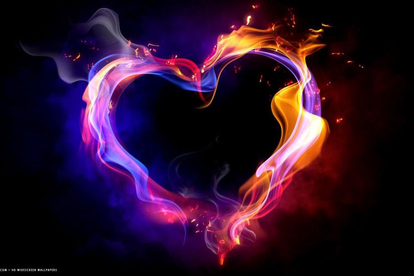heart art colorful shape flames black hd widescreen wallpaper