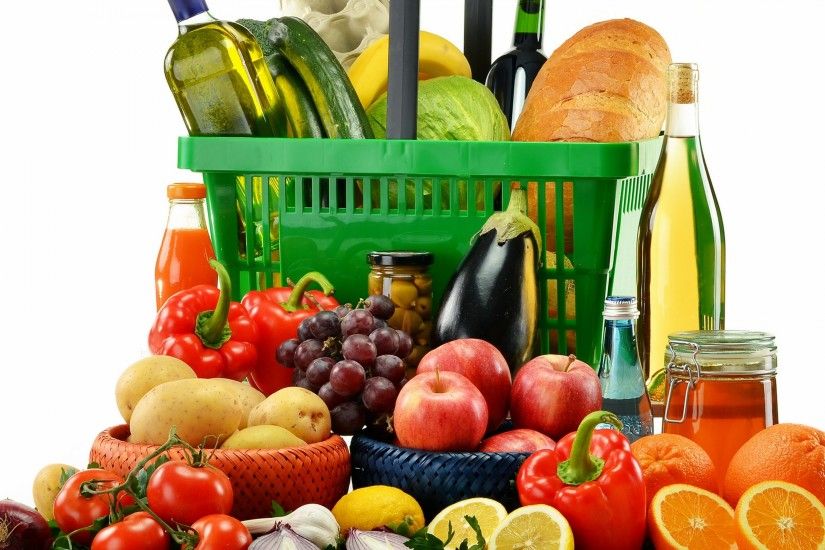 3840x2160 Wallpaper fruits, vegetables, sauce, basket