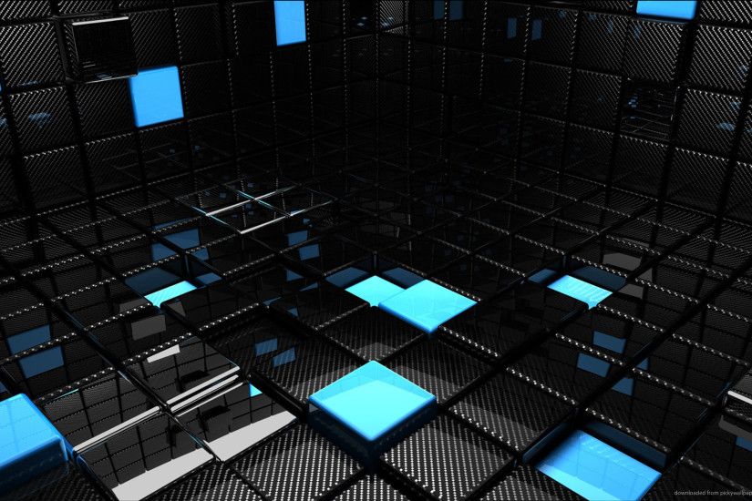Chrome and Blue 3D room for 1920x1200