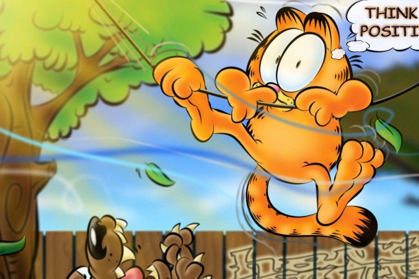 garfield think positive HD wallpapers
