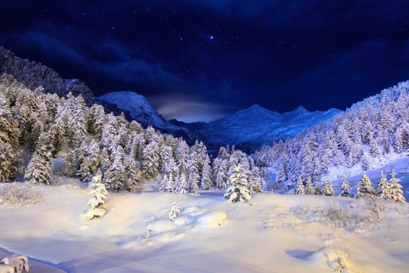... Images of Winter Moonlight Snow Scenes Wallpaper - #SC ...