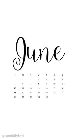 White and black script June 2016 calendar wallpaper free download for  iPhone android or desktop background