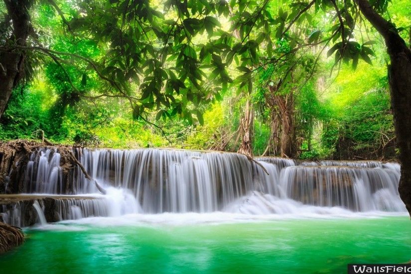 Green Tropical Waterfall - http://wallsfield.com/green-tropical-