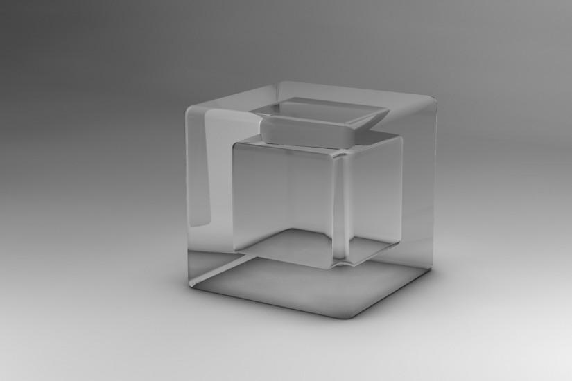 2048x2048 Wallpaper cube, glass, background, gray