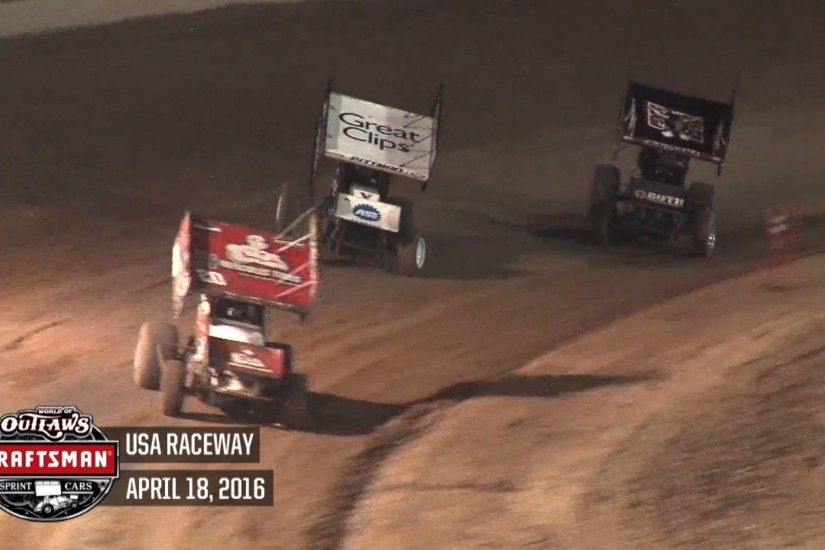 Highlights: World of Outlaws Craftsman Sprint Cars USA Raceway April 18th,  2016 - YouTube