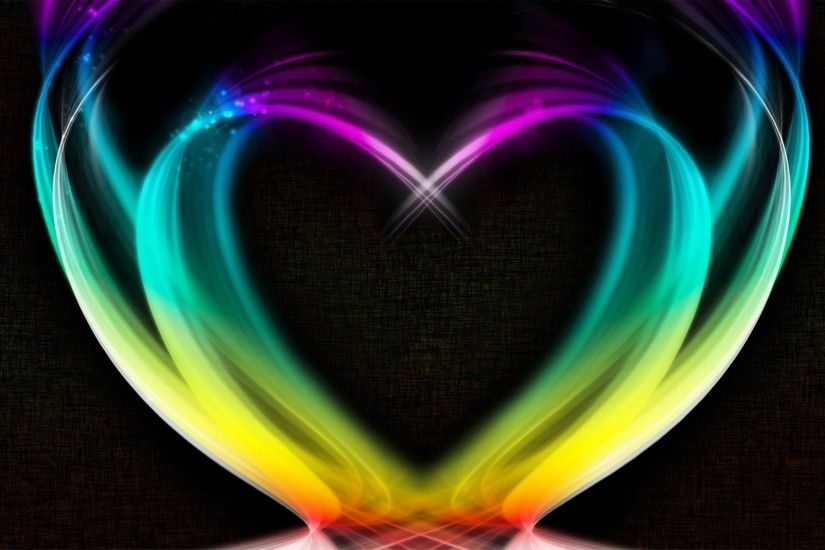Wallpaper Heart, Rainbow, Smoke, Colorful