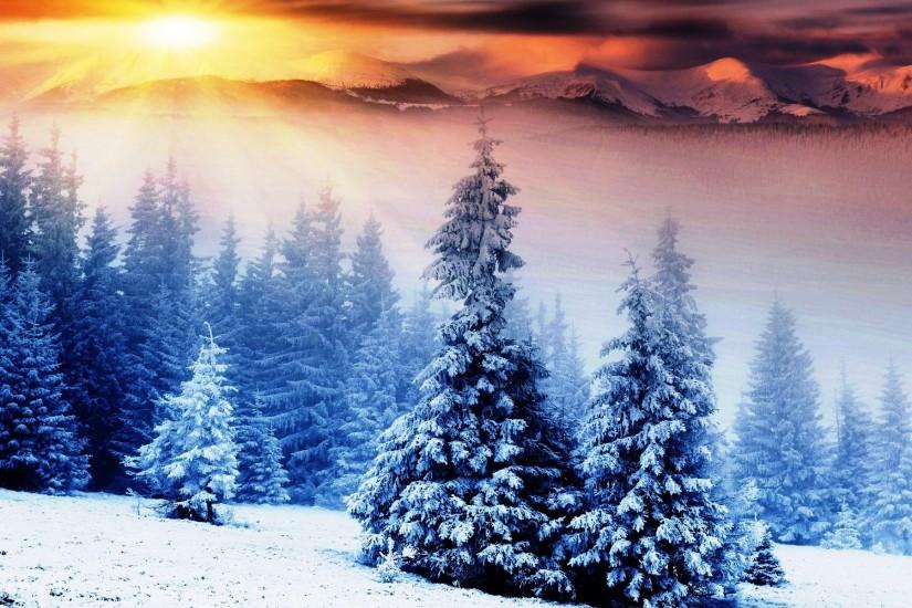 Beautiful Winter Mountains Sunrise
