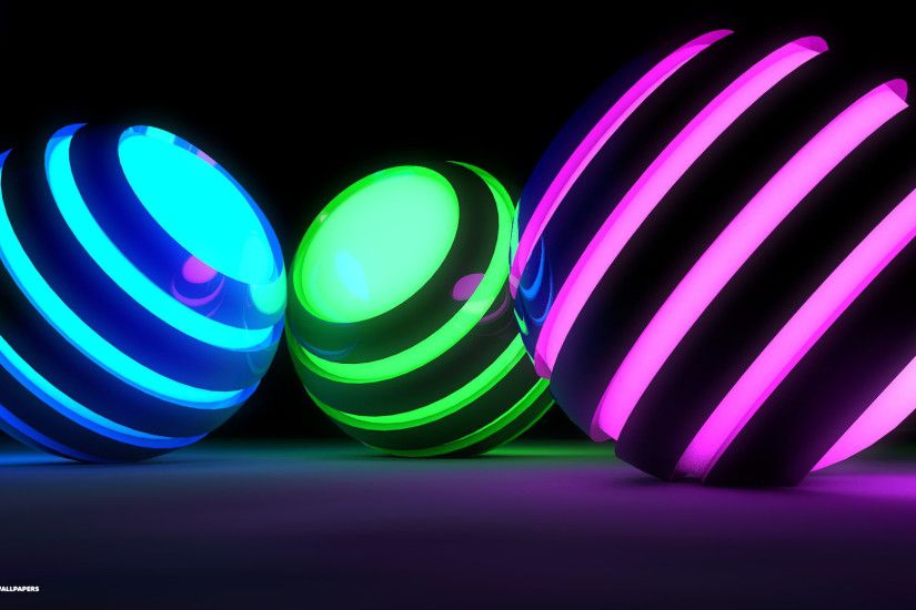 3d neon spheres 1920x1080