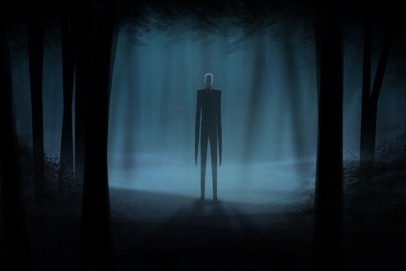 Slender Man Creepy Dark videogames dark horror trees forest wallpaper .