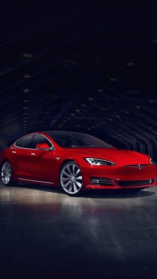 2016 Red Tesla Model S No Grill iPhone 6+ HD Wallpaper ...