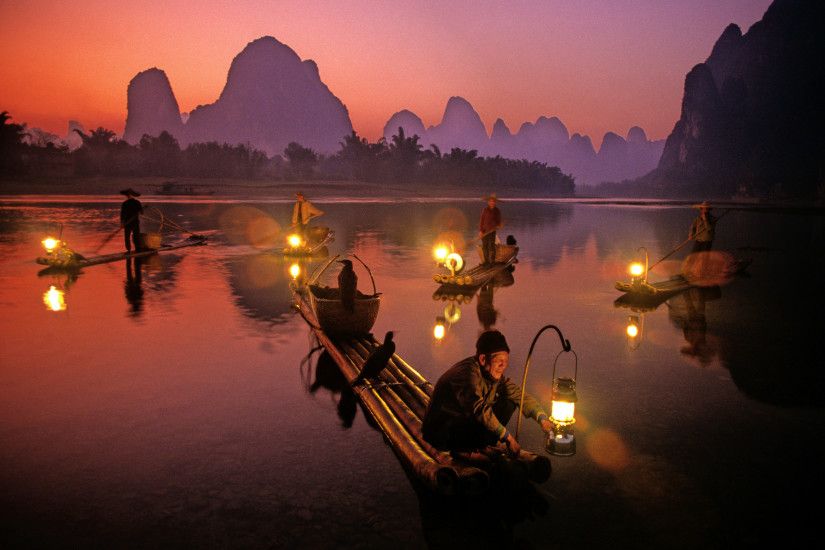 ... Li River Night Lights Image ...