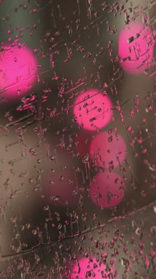 Rain On Glass Pink Lights iPhone 6 Plus HD Wallpaper ...
