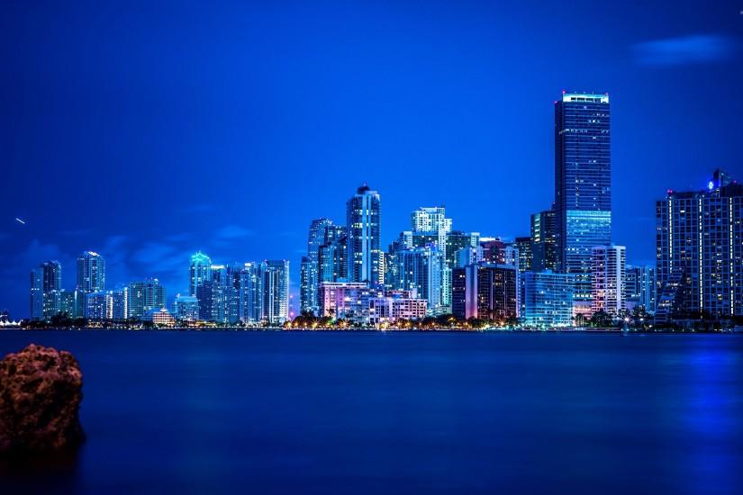 Miami night skyline wallpaper