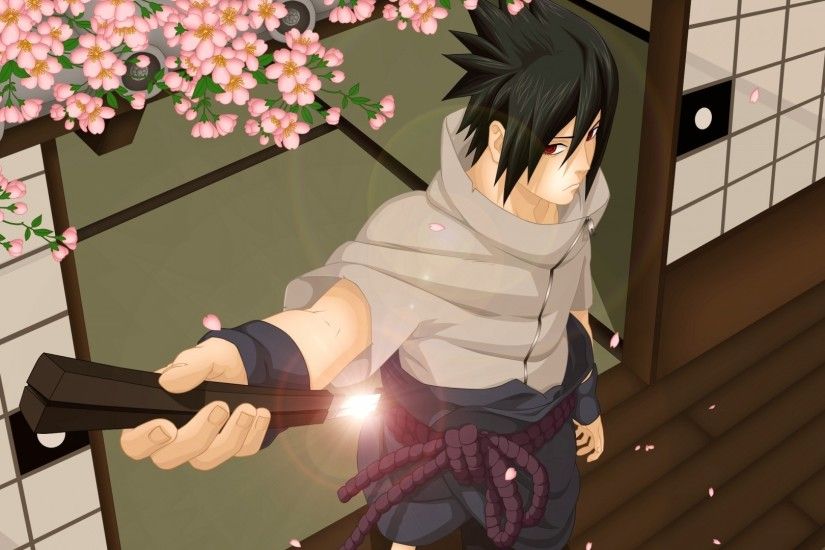 Preview wallpaper naruto, uchiha sasuke, naruto shippuden, door, sakura,  weapons,