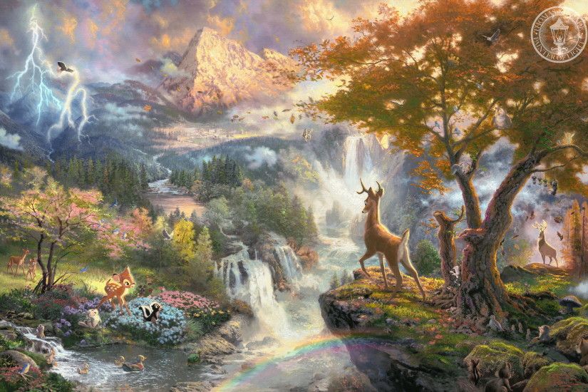 thomas kinkaide dishey | Thomas Kinkade – Bambi Painting, Art, Wallpapers,  Disney |