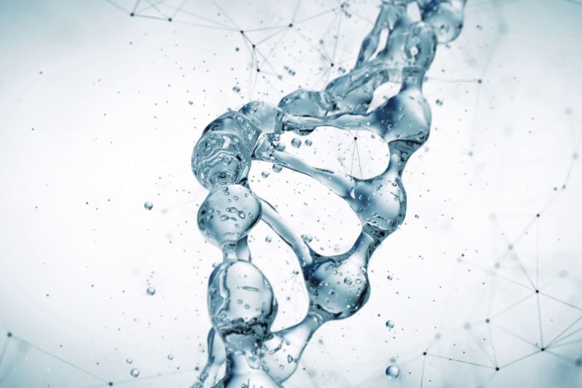 DNA molecule in water 3d illustration over white plexus background. HD