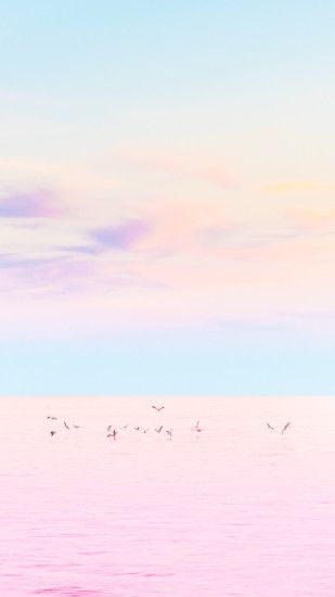 Birds At Sea Pastel Pink iPhone 6 Plus HD Wallpaper
