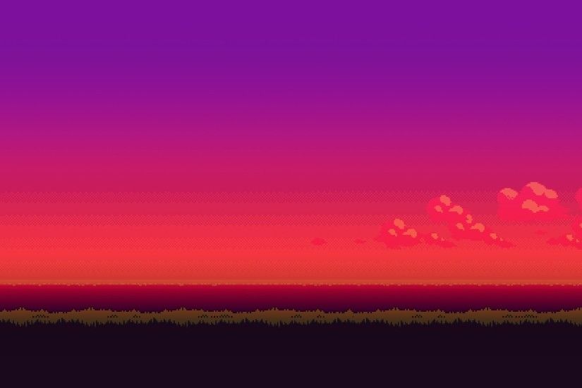 8-bit purple sunset wallpaper