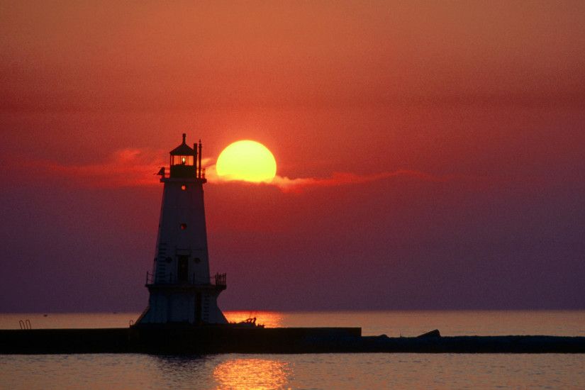 Download Background - Sunset on the Lighthouse - Free Cool Backgrounds and  Wallpapers for your Desktop Or Laptop.