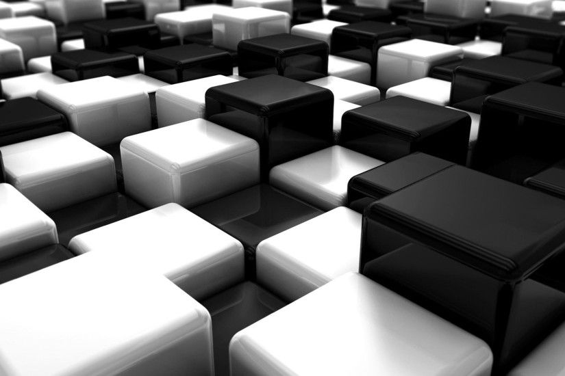awesome abstract black white blocks cubes digital art hd resolution  wallpaper