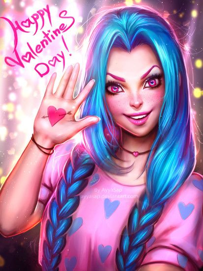 Happy Valentines Day Jinx by AyyaSAP HD Wallpaper Fan Art Artwork League of  Legends lol