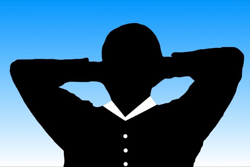 Man Relaxing With Hands Behind Head Silhouette With Background