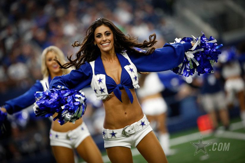 The Dallas Cowboys cheerleaders perform during an NFL football game against  the…