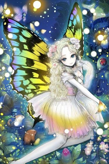 Anime girl cute beautiful long hair dress flower wings fairy wallpaper |  1440x2160 | 866500 | WallpaperUP