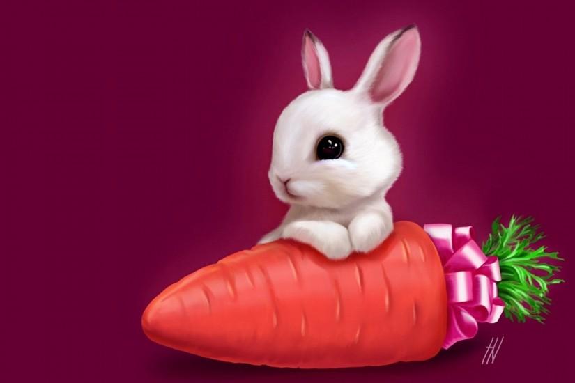 Bunny wallpaper with Christmas present-a delicious carrot 1920x1200 .
