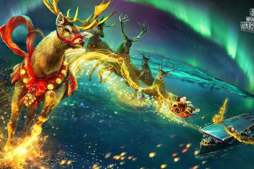 Wallpaper World of warship, Reindeer, Santa claus