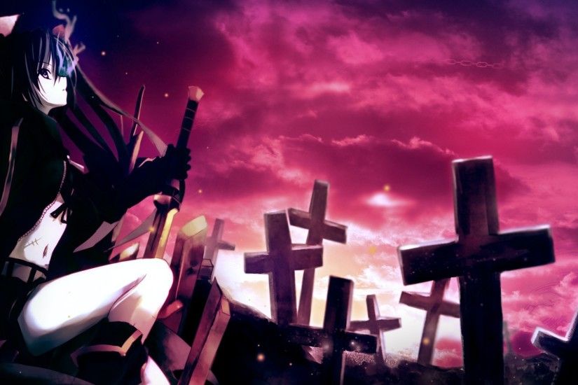 2560x1080 Wallpaper anime, girl, thoughtful, sword, cemetery, darkness