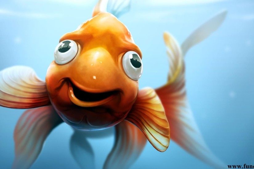 Fish: 3d Goldie Fish Funny Gold Animated Goldfish Wallpaper Wide .