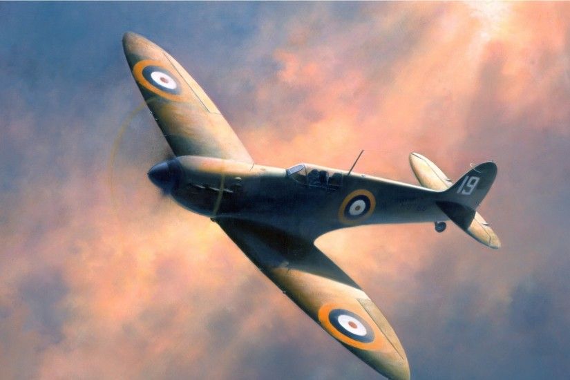 WWII Flying Spitfire Painting