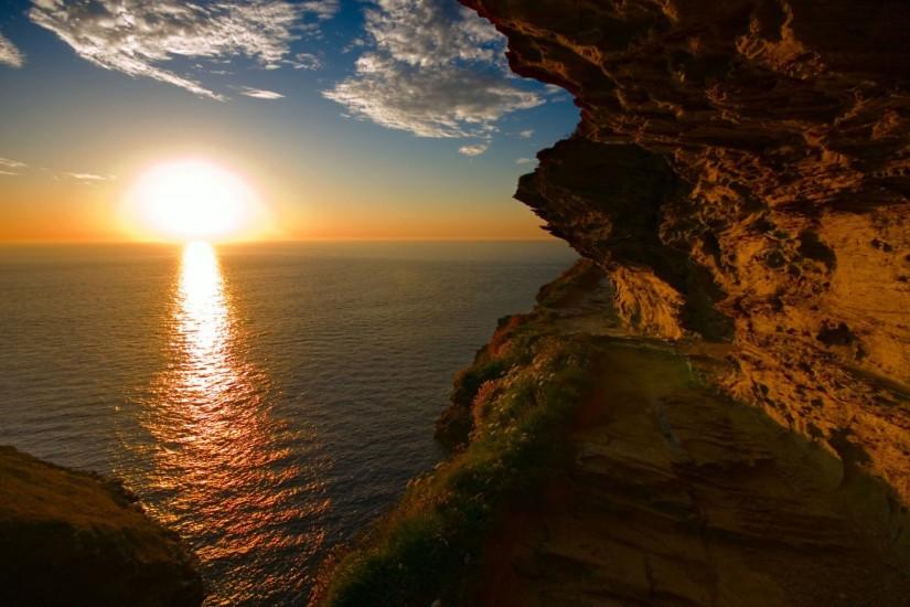 Sunset over Celtic Sea, Cornwall, UK wallpaper