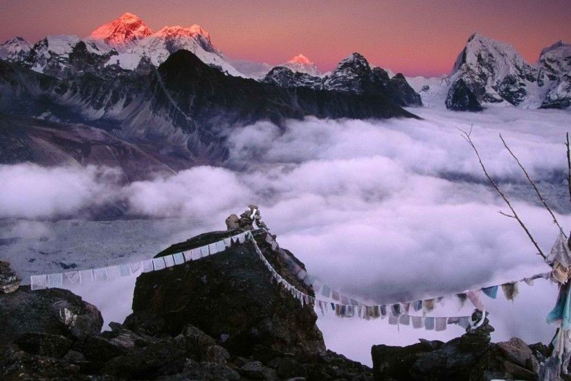 Mountains Nepal Mount Everest clouds sunset sunrise wallpaper | 1920x1080 |  58533 | WallpaperUP