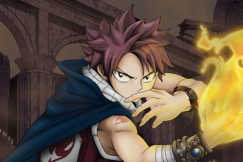 Preview wallpaper fairy tail, man, fire, hand, look, angry 2048x1152