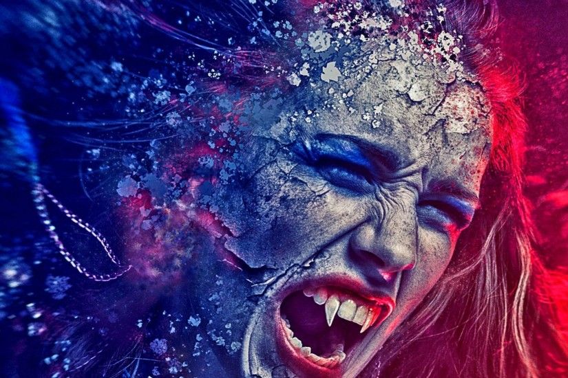 Angry female vampire wallpaper