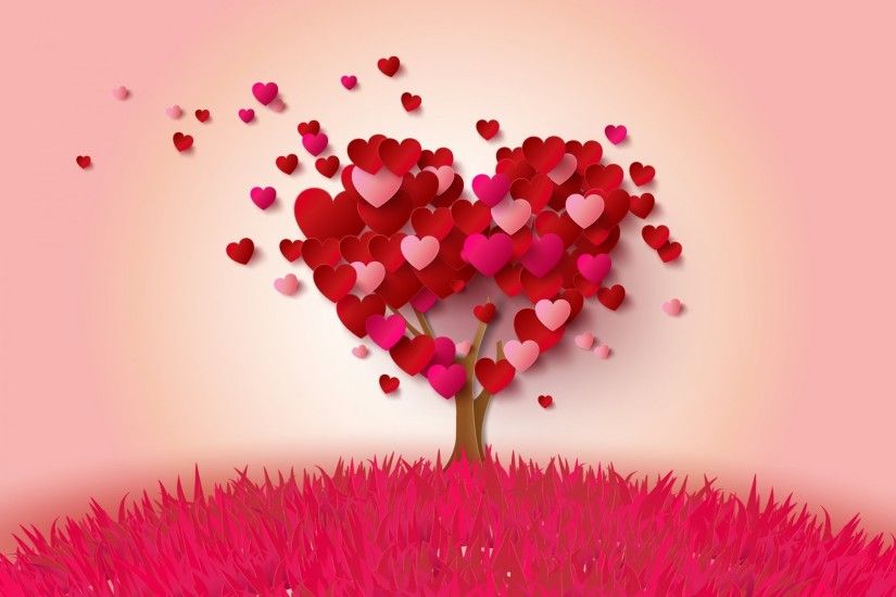 love heart romantic pink heart tree heart