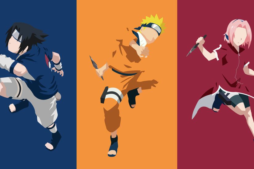 Naruto, Sasuke and Sakura minimalist wallpaper = Naruto + Sasuke + Sakura  [kid] minimalist design