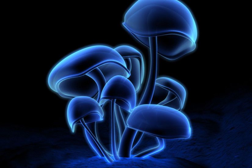 Neon mushrooms wallpaper