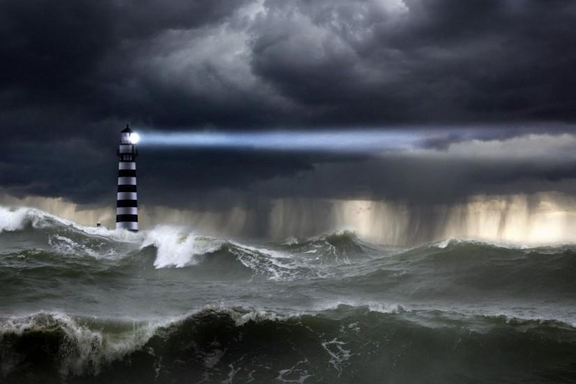 Lighthouse in the storm wallpaper #7532